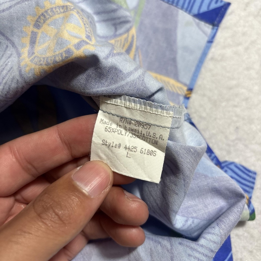 Tori Richard Shirt Womens Large Blue Floral Hawaiian Rotary LA2008 HOC Button Up - Picture 5 of 7